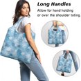 thumbnail image 2 of 5 Pack Foldable Shopping Bag,Light Blue Christmas Snowflake Pattern Reusable Grocery Bags with Pockets,Large Reusable Tote Bags with Handles Waterproof & Lightweight, 2 of 6