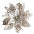 thumbnail image 1 of Cateissary Decoración de flores artificiales de Navidad con purpurina, adorno de árbol de Navidad brillante, decoración de fiesta de año nuevo, sala de Kits de decoración para fiestas Plata Cateissary HA069938-01, 1 of 6