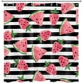 thumbnail image 4 of Country Pink Strawberry Shower Curtain for Bathroom, Summer Tropical Cool Fruit Watermelon Fabric Shower Curtain with Hooks,Black and White Striped Bathroom Curtain Shower Set, 72" W x 84" L, 4 of 6