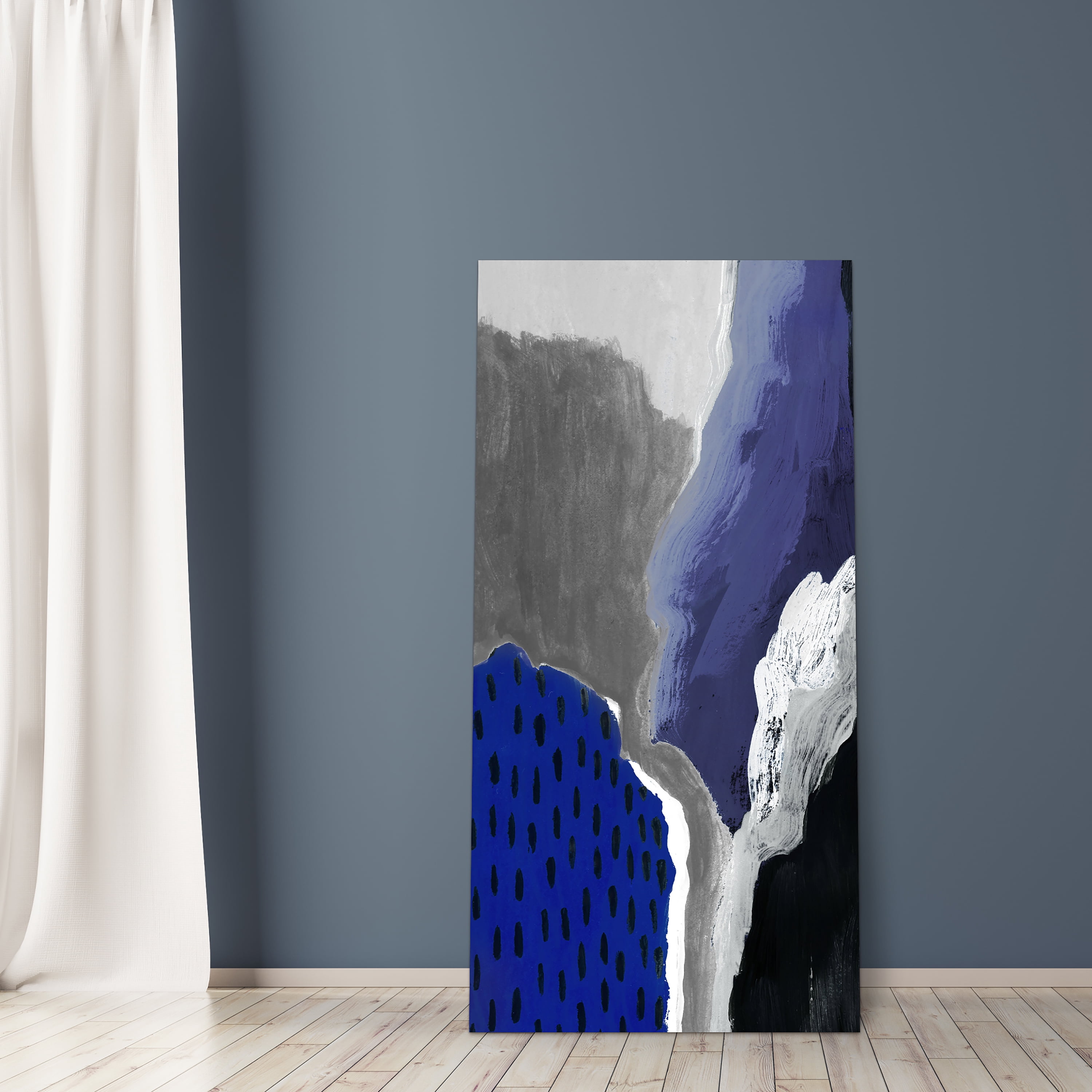 Cobalt Abstract A Frameless Free Floating 36 in x 72 in Painting Art Prints, by Empire Art