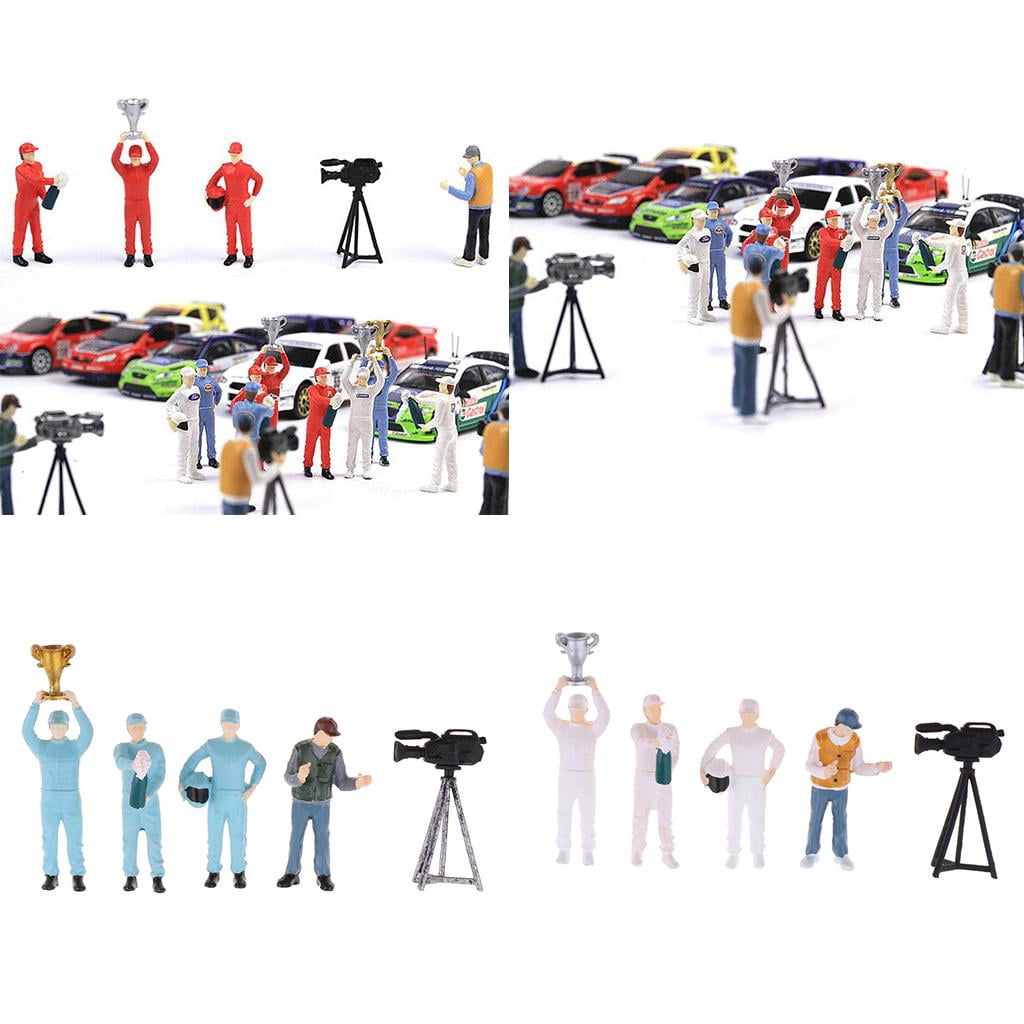 LeeQinersw 1/64 Painted Race Car Driver People Figures Diorama Model Blue Red Accessory