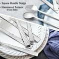thumbnail image 4 of Hammered Silverware Set, 30-Piece Stainless Steel Square Flatware Set for 6, Metal Tableware Cutlery Set Includes Dinner Knives/Forks/Spoons, Modern Design & Mirror Polished - Dishwasher Safe, 4 of 7