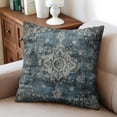 thumbnail image 5 of Ethnic Design Boho Decorative Linen Blue Carpet Pattern Throw Pillow Covers 18 X 18 Inch, Set Of 4, Linen Study Sofa Cushion Cover Indoor Living Room Home Decor, 5 of 6