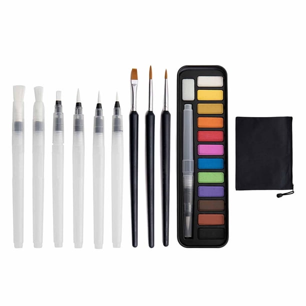 12 colores vívidos Solicitud de pintura acuarela sólida Dibujo Premium Art Supplies Agua Pinceles Pen para Bosquejo Cardmaking
