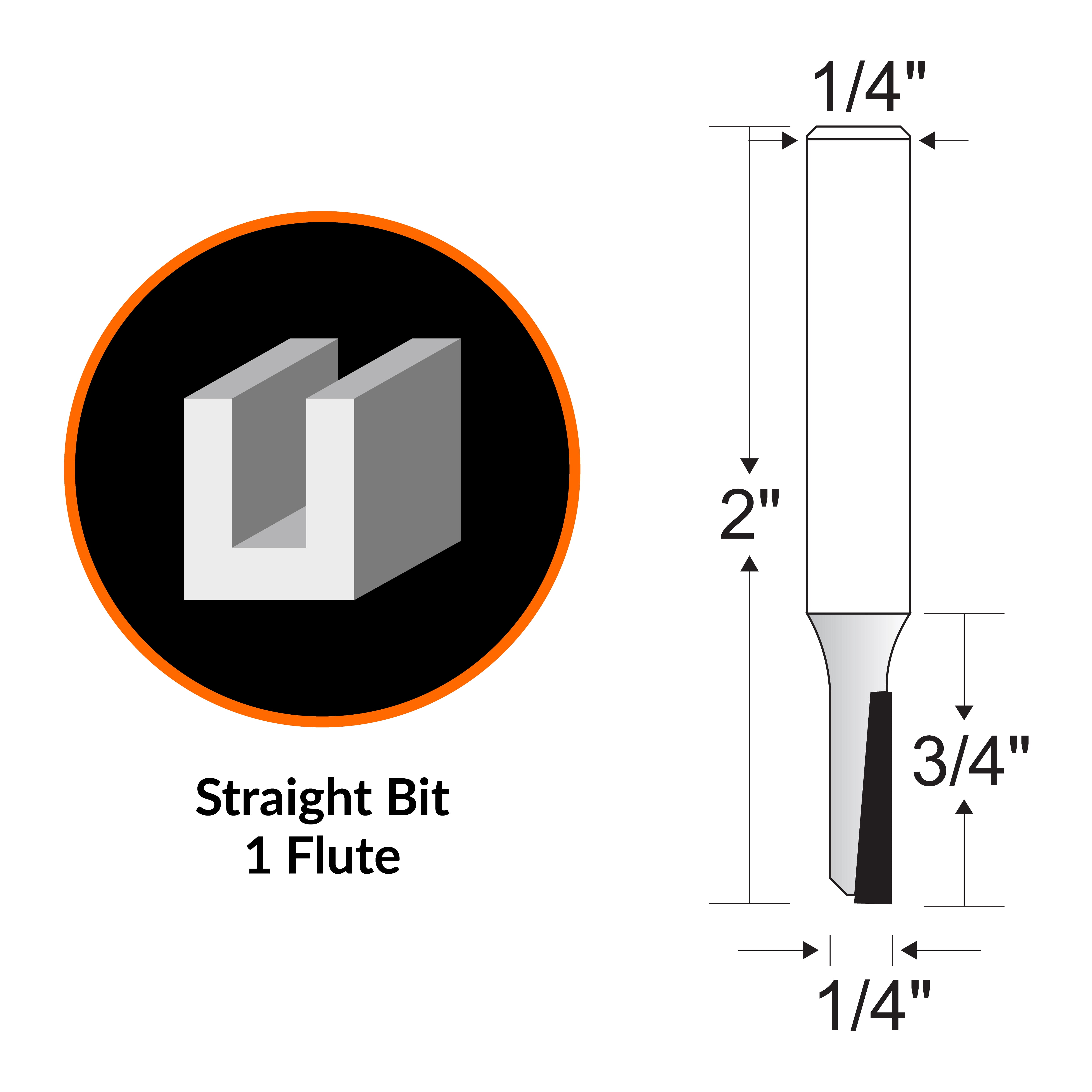 WEN 1/4 in. Straight 1-Flute Carbide-Tipped Router Bit with 1/4 in. Shank
