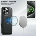 thumbnail image 2 of Magnetic for iPhone 15 Pro Max PU Leather Case, [Compatible with Mag-Safe & Support Magnetic Car Mount] Protective Slim Phone Cover for iPhone 15 Pro Max Logo Hollow Design Case, Black, 2 of 8