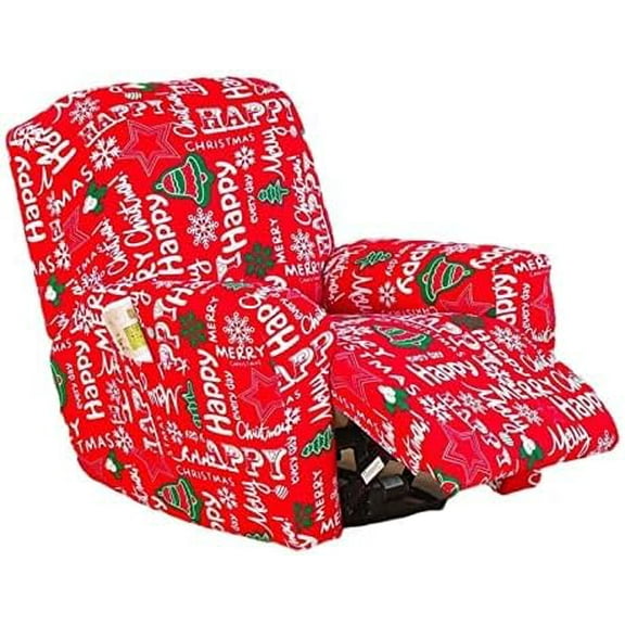 Christmas Recliner Slipcovers Lazyboy Recliner Covers Recliner Couch Covers Recliner Chair Cover Non Slip Reclining Slipcovers with Storage Pockets Furniture Protector for Living Room