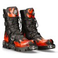 thumbnail image 2 of New Rock 591-S1 Black/Red Gothic Leather Flame Boots 36, 2 of 8