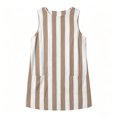 thumbnail image 6 of ClodeEU Women's Crew Neck Sleeveless Stripe Mini Dress with Pockets,Casual Summer Swing Dress Khaki,Women's Plus XL, 6 of 7