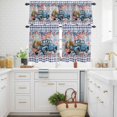 thumbnail image 3 of Independence Day Trucks Daisy Curtain Tier and Valance Set 3 Piece, Blue White Plaid 3-inch Rod Pocket Window Tier Curtains Valance for Kitchen Living Room, 3 of 9