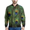 thumbnail image 3 of Chaqueta con cremallera y estampado de plumas de pavo real para hombre, chaqueta con cremallera y estampado floral en 3D, sudadera con capucha para primavera y otoño, 3 of 5