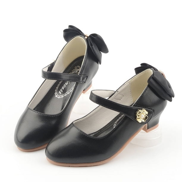 Zapatos de mujer de primavera, zapatos de cuero con tacones altos pequeños, zapatos grandes para niños, zapatos de princesa, zapatos de una sola capa para niños