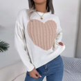 thumbnail image 2 of vigerkar Women's Sweater Heart Knitted Pullover Sweaters Long Sleeve Crewneck Cute Sweaters (Pink, XXL), 2 of 8