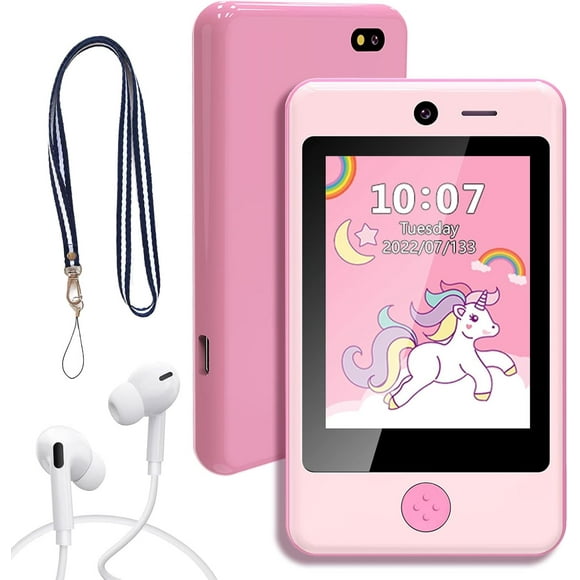 SHILIU-Kids Smartphone with Music Game, 3.8 Inch Large Touchscreen Mini Pad Toy with MP3 Dual Cameras 16 Game Calculator Pedometer Flashlight Small Phone Present for 4-12 Girls Boys Gifts(Pink)