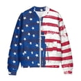 thumbnail image 4 of COEQINE Bomber Jacket Women Full Zip Relaxed Fit Y2k Jackets Lightweight Trendy Varsity Shacket Coats Stand Collar Windbreaker Patriotic USA Flag Fall Clothes, 4X-Large, Vintage American Flag, 4 of 7