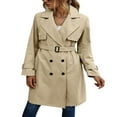 thumbnail image 1 of Manteau pour Femme à Manches Longues, à Revers, à Double Boutonnage, Trench avec Ceinture, 1 of 6