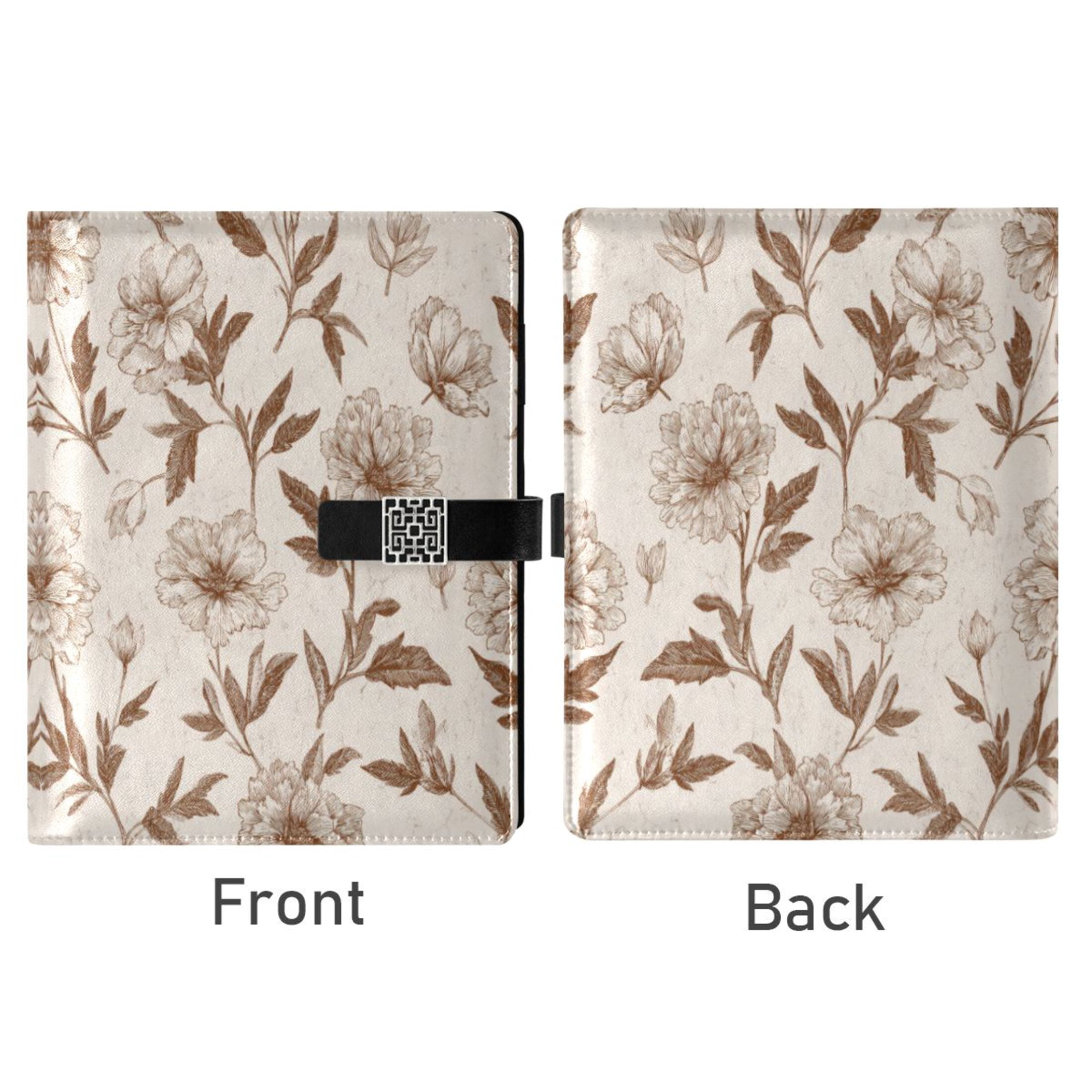 Leather Planner Leather Notebook Notebook Journal Binder Design Pen Pocket Design Convenient for Storage Vintage Brown Hand Drawn Flora