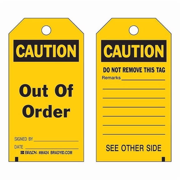 Brady Caution Tag,5 3/4in H,3in W,Polyest,PK10 86543