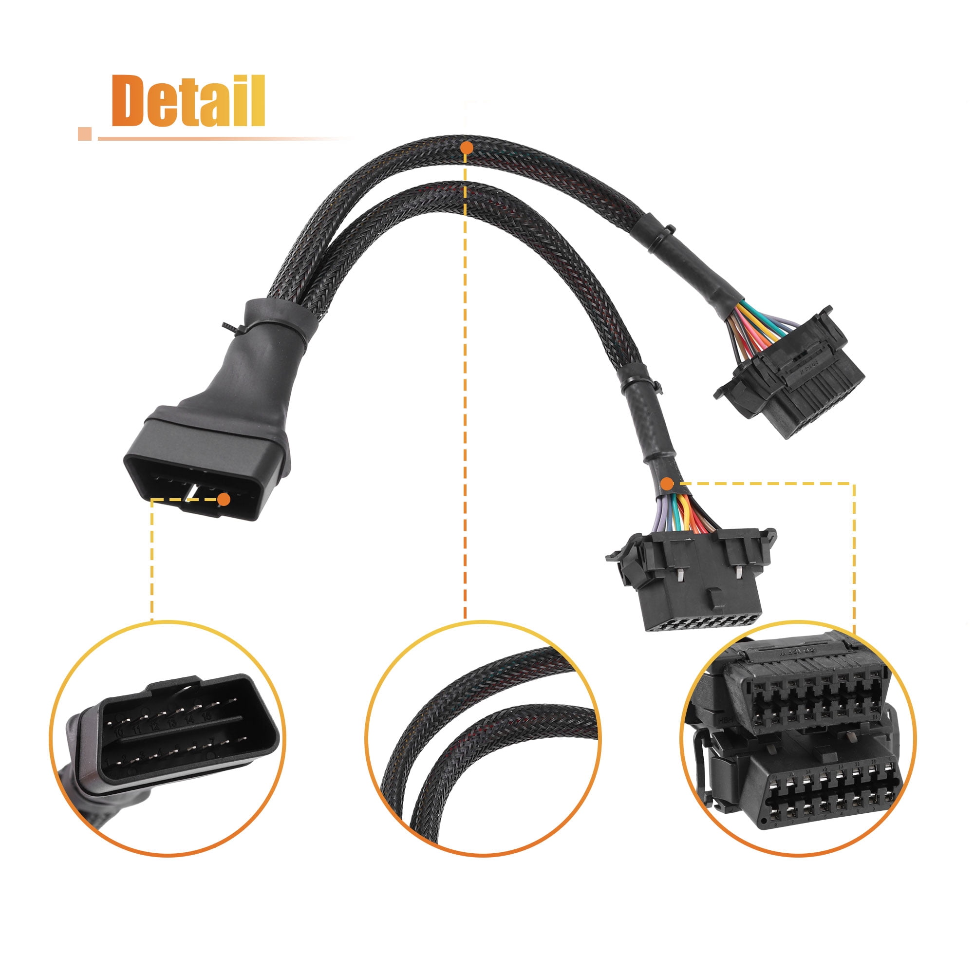Unique Bargains OBD 2 16-Pin Splitter Y Cable Diagnostic Tool Adapter for GPS Tracker