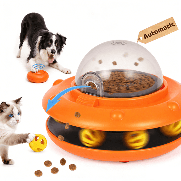 URRU Interactive Cat Toys-Automatic Treat Dispenser Toys with Remote Control for Treat Dispensing,Puzzle Toys for Cats & Dogs,Pets IQ Training Gift, Rechargeable Ball Track Toy Slow Feeder