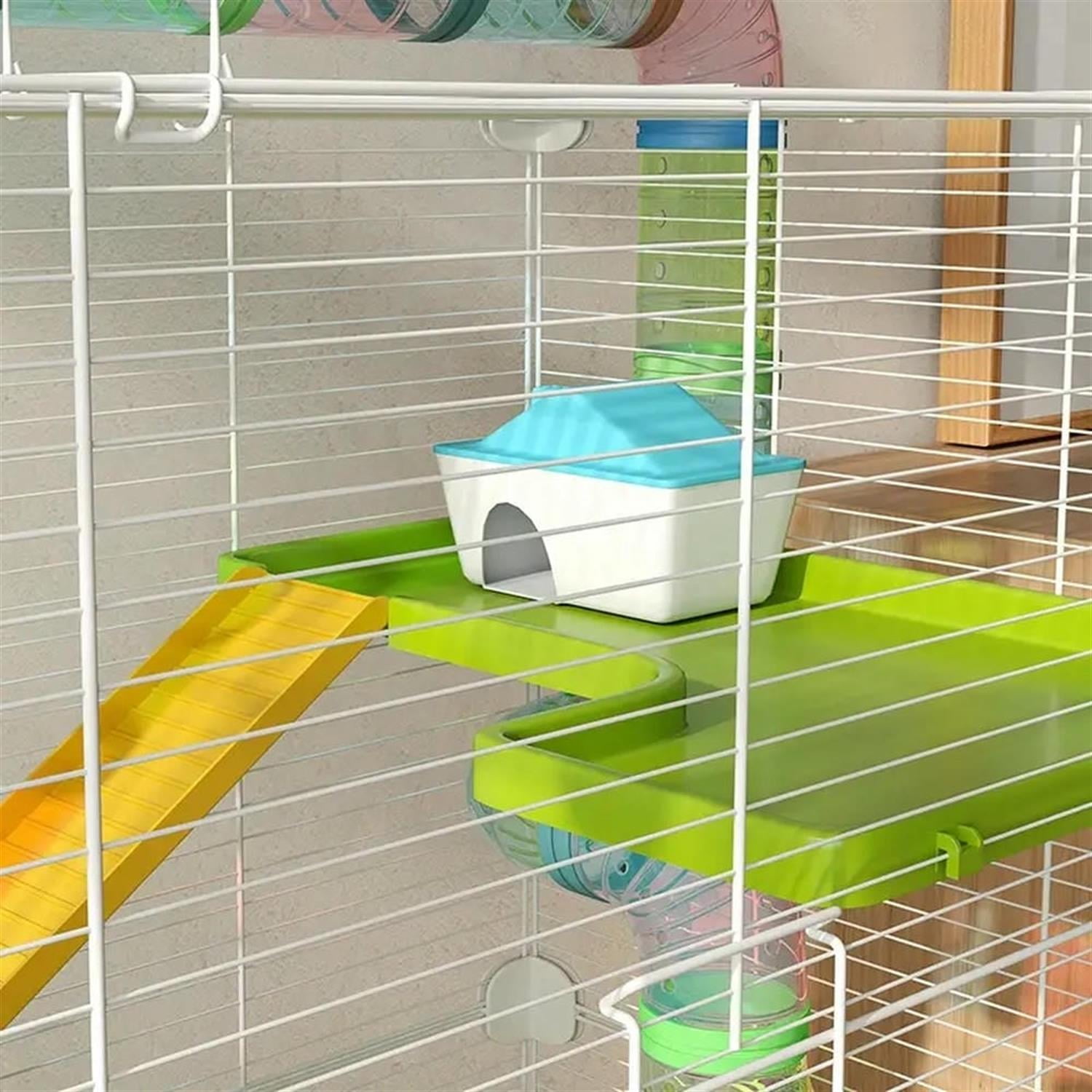 Kadyn 23" 5 Tiers Hamster Cage, Rodent Gerbil Mouse Mice Rat Wire Cage with Exercise Wheels and Water Bottle for Small Animal Habitats, Green
