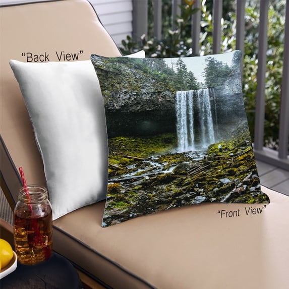 Ahgly Company Earth Waterfall Outdoor Throw Pillow, 18 inch by 18 inch