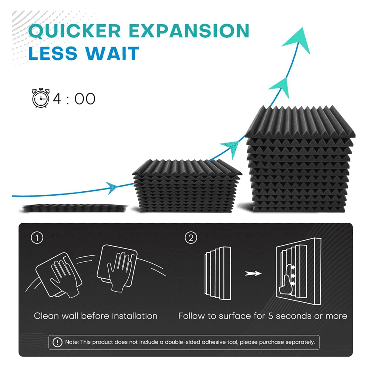 52 Pack Acoustic Foam Panels,1x12x12Inches Sound Proof Foam Panels for Walls, Acoustic Panels Sound Absorbing Black&Gray