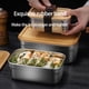 thumbnail image 3 of (Cubierta de bambú 1000ML) Fiambrera de acero inoxidable Cubierta de bambú japonés Caja de mantenimiento fresco Fiambrera cuadrada para estudiantes Caja de almacenamiento para refrigerador Alimentos, 3 of 5