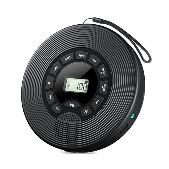 1500mAh Bluetooth CD Player with FM Transmitter Headphones AUX USB Anti-Skip Portable Discman for Car