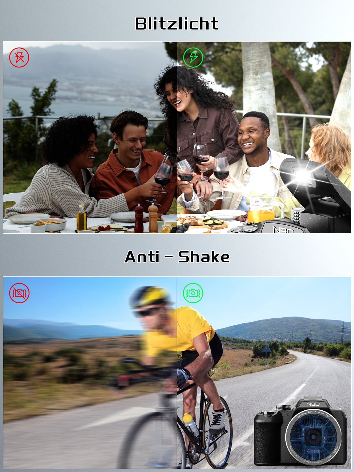 NBD 8K Digital Camera for Photography, 64MP Autofocus Camera with WiFi & App Control, 16X Zoom, Anti-Shake, Flash, SD Card and 2 Batteries