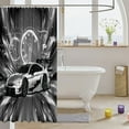 thumbnail image 3 of Sports Car Fabric Shower Curtain Racing Sports Game Shower Curtain Retro Grey Race Car Bathroom Shower Curtain Sets Cool Sports Grunge Vintage Decor Bath Curtain 72"Wx78"L, 3 of 4