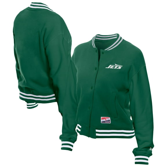 Women's New Era Kelly Green New York Jets Throwback Fleece Full-Snap Jacket