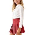 thumbnail image 6 of Girls 2-Piece Preppy School Uniform Set, White Long Sleeve Button-Down Shirt & Pleated Skirt with Liner, 3-15Y Kids Casual Outfit for Back to School Red 14 Years, 6 of 9