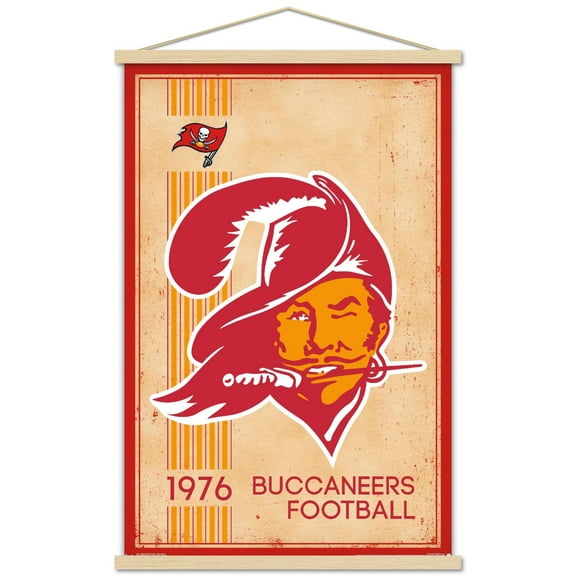 NFL Tampa Bay Buccaneers - Retro Logo 14 Wall Poster with Magnetic Frame, 22.375" x 34"