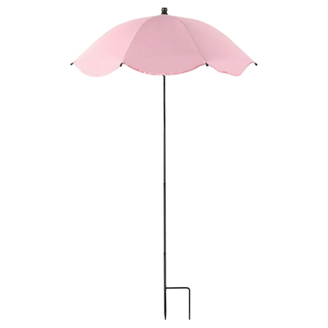Large Garden Parasol with Plant Stake | Outdoor Sun & Rain Protection Umbrella for Potted Plants | 47" Shade Canopy | Metal Frame & Rubberized Cloth
