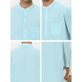 thumbnail image 5 of Unique Bargains Men's Banded Collar Nightshirt Sleep Shirt Nightgown L Blue, 5 of 6