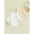 thumbnail image 4 of Pack of 2 Baby Girl Ribbed Rompers Newborn Long Sleeve Solid Color Bodysuit, 4 of 9