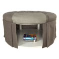 thumbnail image 1 of Furniture of America Amalie Ottoman de Rangement Rond en Tissu Gris, 1 of 6