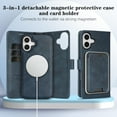 thumbnail image 2 of Allytechgroup 3 In 1 Magnetic iPhone 16e Case with Detachable Wallet & Card Holder, Compatible with Mag-safe PU Leather Folio Cover RFID Protection Phone Case for Apple iPhone 16e,Blue, 2 of 7
