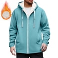 thumbnail image 2 of Rutainlusire Mens Trendy Casual Warm Fleece Lined Hooded Jacket Zip Up Hoodies 2025 Fall Winter Men's Fashionable Solid Color Long Sleeved Zipper Hooded Cardigan Pocket Sweatshirt Jacket, 2 of 6
