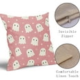 thumbnail image 4 of Halloween Pillow Covers 20x20 Inch Funny Cute Ghost Outdoor Throw Pillows Pink And White Spooky Throw Pillow Covers Set of 2 Cotton Linen Halloween Decorative Pillowcases For Halloween Home Sofa Decor, 4 of 6