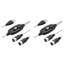 2X USB MIDI Cable Adapter,USB Type A Male to MIDI Din 5 Pin In-Out Cable Interface with LED Indicator for Music Keyboard