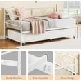 thumbnail image 5 of Twin Daybed with Trundle Metal, Twin Trundle Bed Frame, Space Saving, Heavy Duty Metal Slats (White) for Living Room, Bedroom, Apartment, 5 of 7