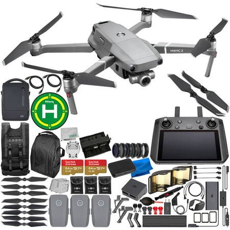 DJI Mavic 2 Zoom Drone Quadcopter with 24-48mm Optical Zoom Camera with Smart Controller Everything-You-Need Bundle with Fly More