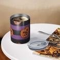 thumbnail image 3 of 12oz Coffee Tumblers Halloween Purple and Black Striped Pumpkins Stainless Steel Vacuum Insulated Travel Tumbler Coffee Cups Mug with Lid and Straw with Cleaning Brush for Cold & Hot Drinks, 3 of 5