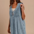 thumbnail image 4 of Womens Denim Jumpsuit Sleeveless Wide Leg Overalls Casual Loose Fit Summer V-Neck Tie Front Jean Romper, 2XL, 4 of 5