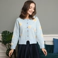 thumbnail image 1 of REDHOTYPE New Ladies Printed Sweater Small Autumn Chrysanthemum Embroidered Knit Long Sleeve Button Cardigan Jacket, 1 of 4