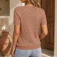 thumbnail image 5 of AHTJRT Women's Sweater Short Sleeve V Neck Lightweight Cable Knit Spring Summer Breathable Work Business Casual Pullover Tops Rose Gold XXL, 5 of 7