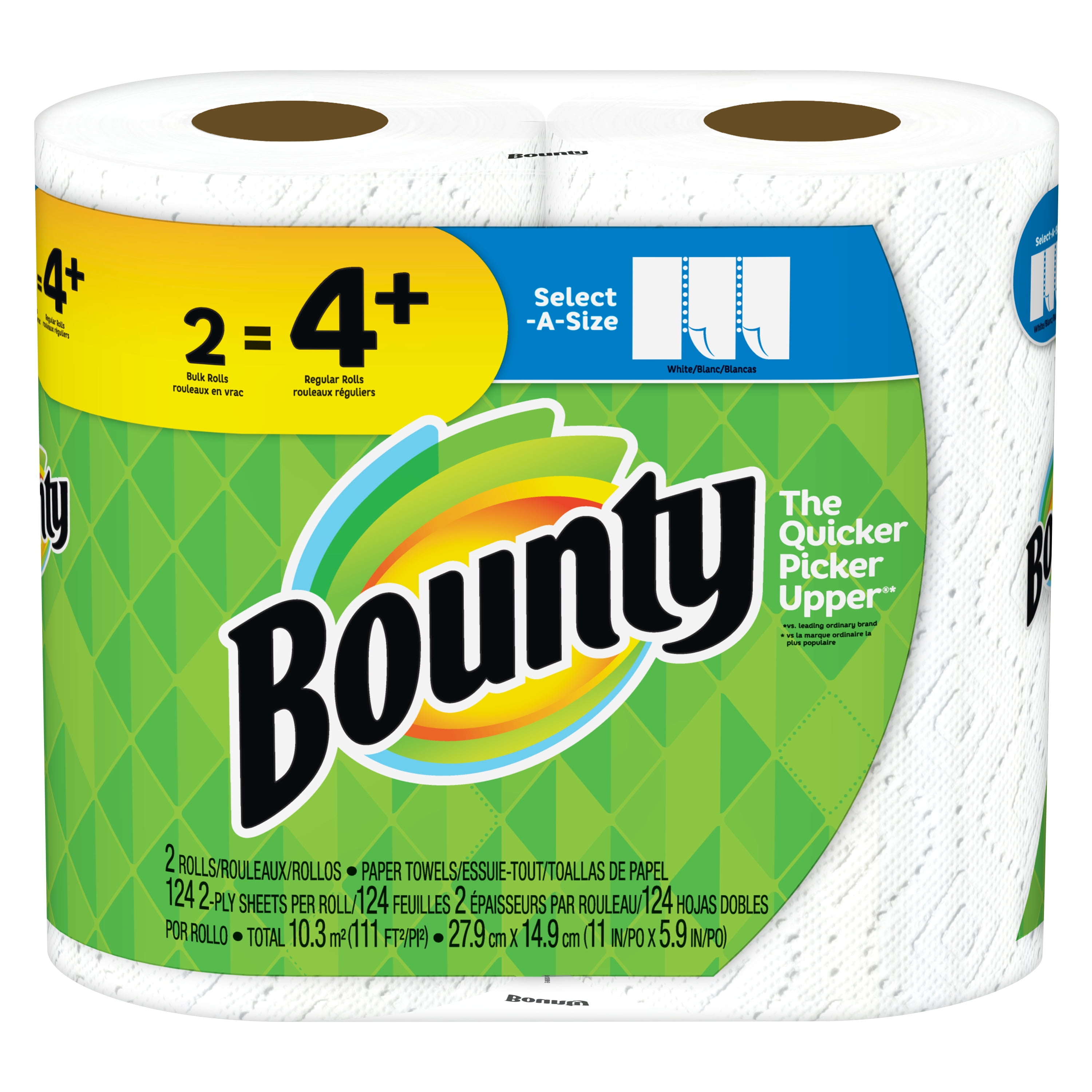 Bounty Select-A-Size Paper Towels, White, 2 Bulk Rolls = 4+ Regular ...