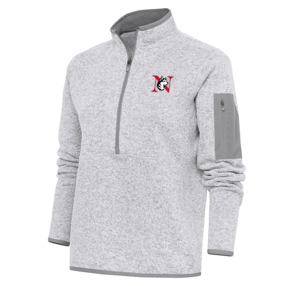 Women's Antigua  Heather Gray Northeastern Huskies Fortune Half-Zip Jacket